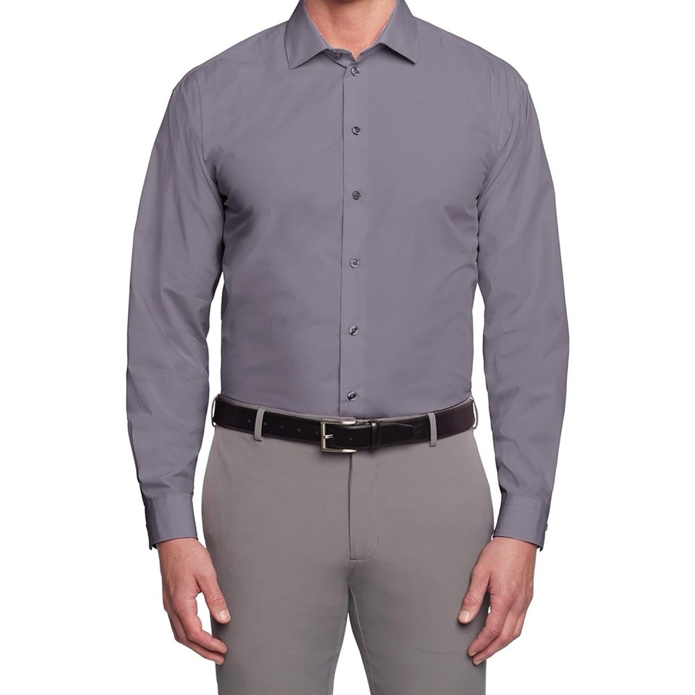 UNLISTED Men's Dress Shirt Regular Fit Solid Sz M 15-15 1/2 34/35‎ Graphite Gray